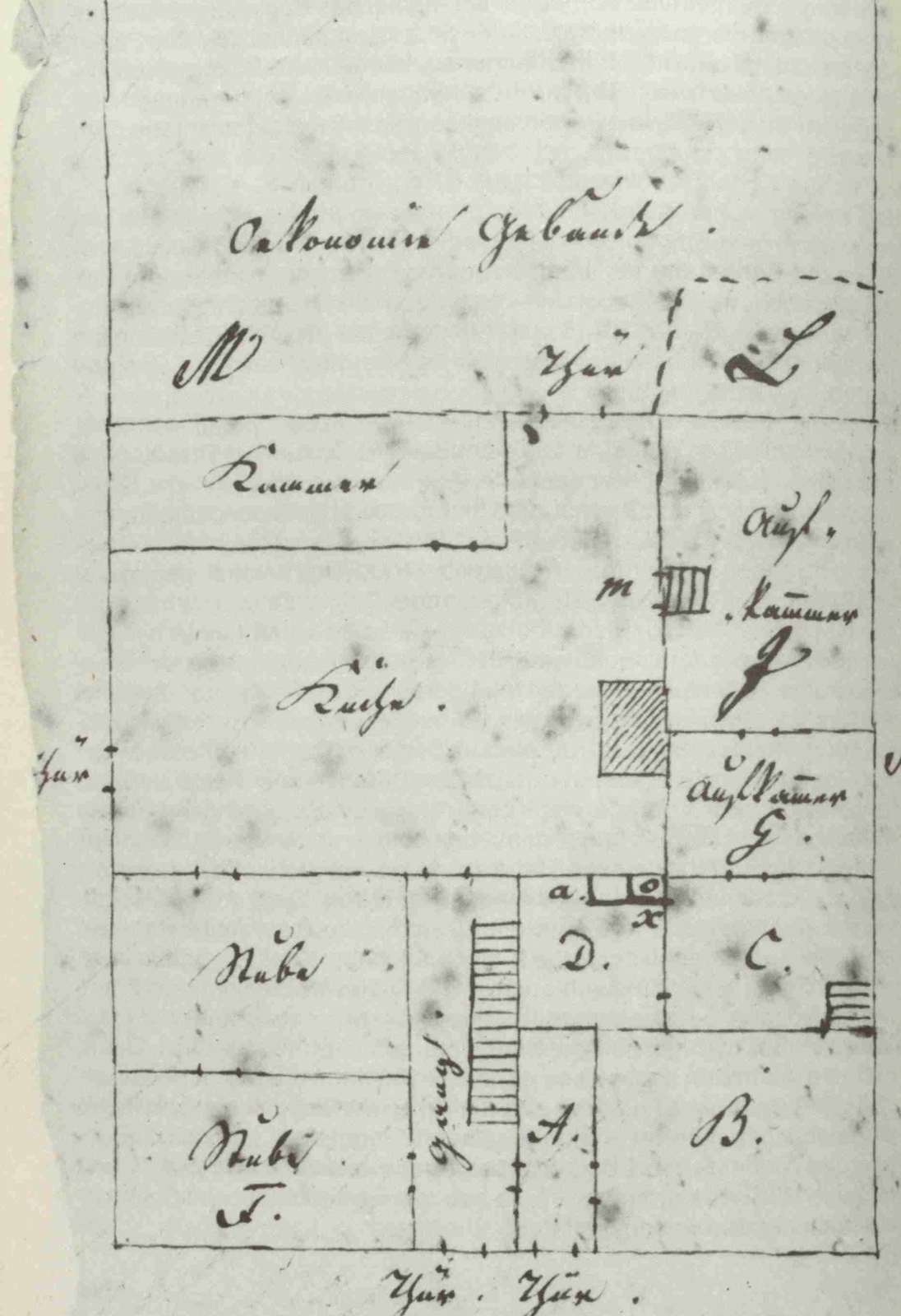 Grundrissplan der 1784 neu erbauten Amtmannei